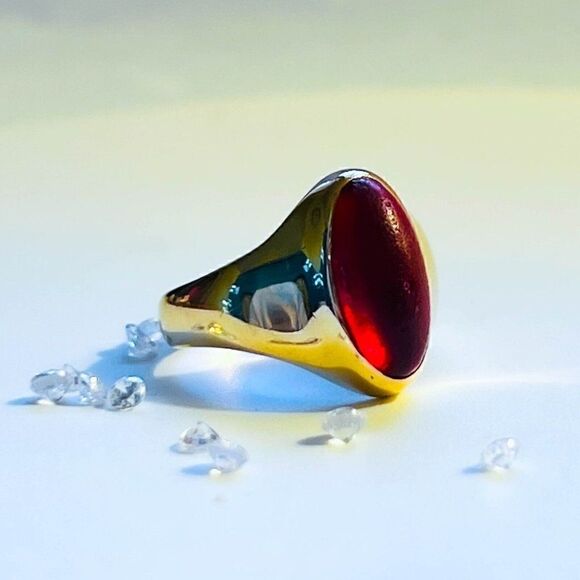 ANTIQUE GOLD- Georgian Era- Carnelian Ring- Size 8- 3cttw Cabochon -5.4g - Picture 6 of 16